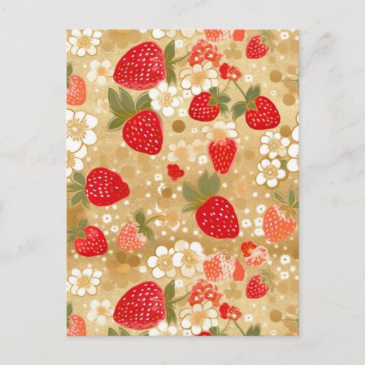 Aardbeien Chiyogami Briefkaart (Voorkant)