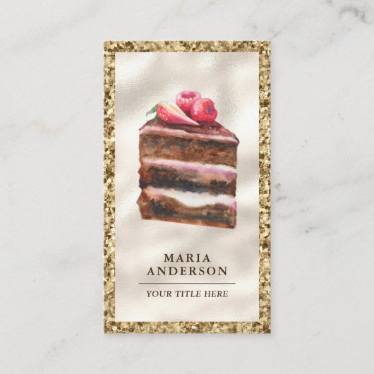 Aardbeien Chocolate Cake Slice Pastry Chef Bakery Visitekaartje (Voorkant)