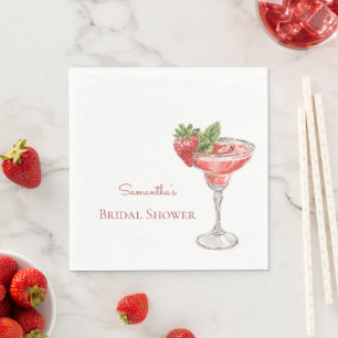 Aardbeien Cocktail Dranken Bruidsfeest Servet