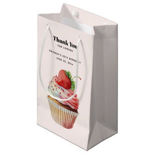 Aardbeien Cupcake Zoete Dessert Bedankt Klein Cadeauzakje