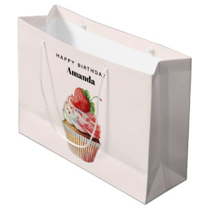 Aardbeien Cupcake Zoete Dessert Verjaardag Groot Cadeauzakje