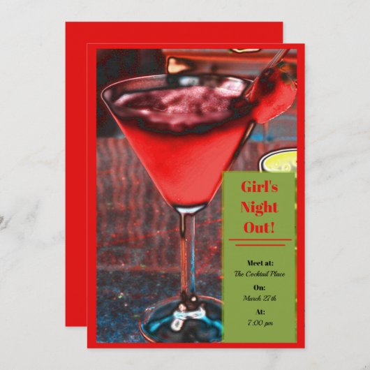 Aardbeien Daiquiri Uitnodiging (Voorkant / Achterkant)