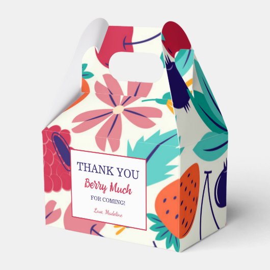 Aardbeien Dank u Berry Veel verjaardagsfeestje Bedankdoosjes (Voorkant Zijde)