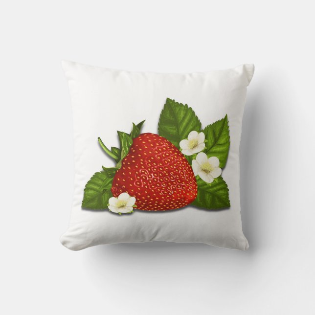 Aardbeien Decoratief Pillow Kussen (Voorkant)