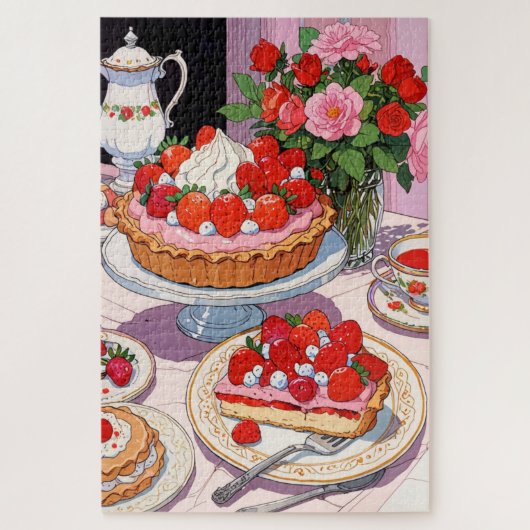 Aardbeien dessert puzzel (Verticaal)