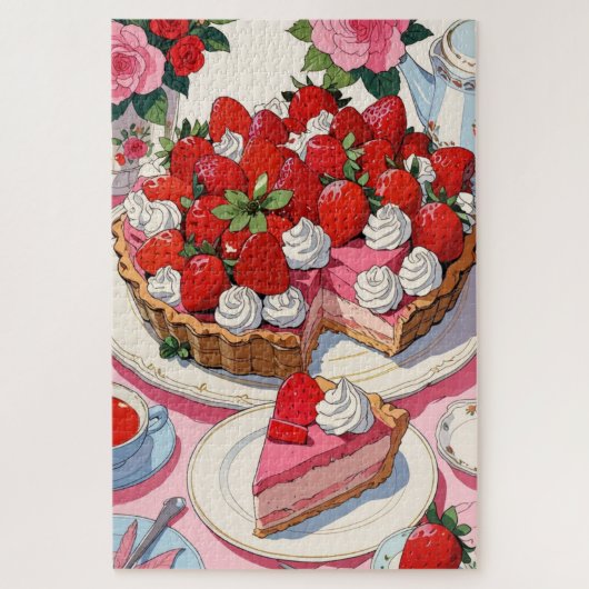 Aardbeien dessert puzzel (Verticaal)