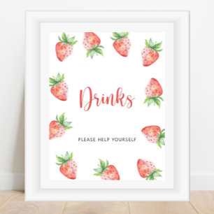 Aardbeien - Drankjes pak zelf Poster