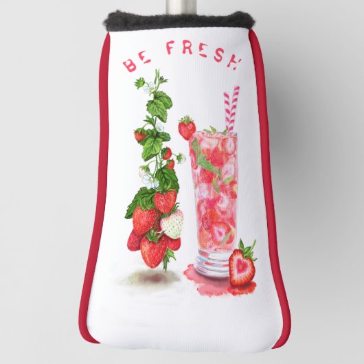Aardbeien Drink Summer fruits Golf Head Hoesje Golfheadcover (Draai 90)