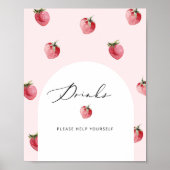 Aardbeien drinken alsjeblieft help jezelf poster (Voorkant)