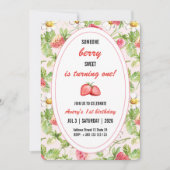 Aardbeien Elegant Verjaardagsfeest Uitnodiging (Voorkant)