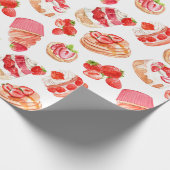 Aardbeien en aardbeibossen cadeaupapier (Hoek)