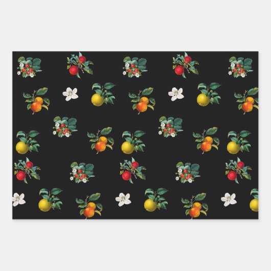 aardbeien en appelmokken zwart inpakpapier vel (Voorkant 3)