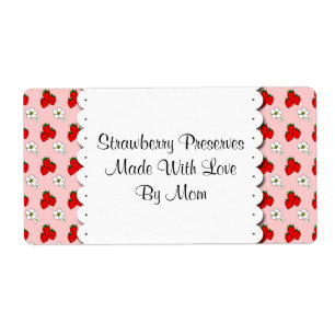 Aardbeien en Bloemen Aangepaste Inmaaklabels Etiket