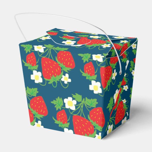 Aardbeien en bloemen Blauwe aangepaste tekst voor Bedankdoosjes (Achterkant)