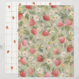 Aardbeien en Bloemen Scrapbook Papier