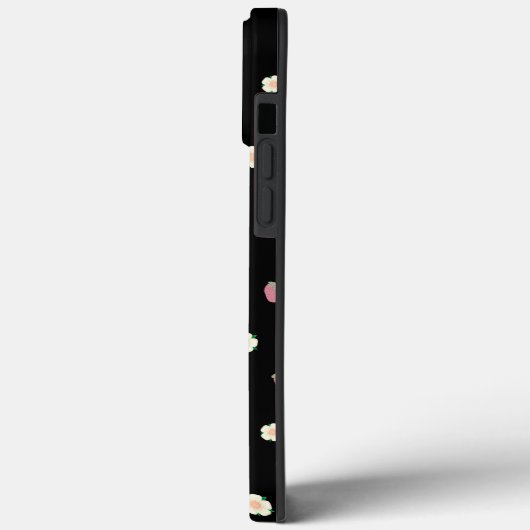 Aardbeien en bloemen Zwart Patroon Case-Mate iPhone Case (Achterkant / Links)