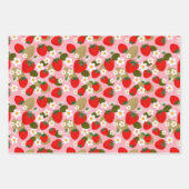 Aardbeien en bloesems inpakpapier vel (Voorkant 3)