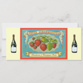 Aardbeien en Champagne Party Kaart