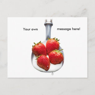 Aardbeien en crème briefkaart