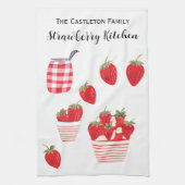 Aardbeien en Crème Zomerrood Wit  Theedoek (Verticaal)