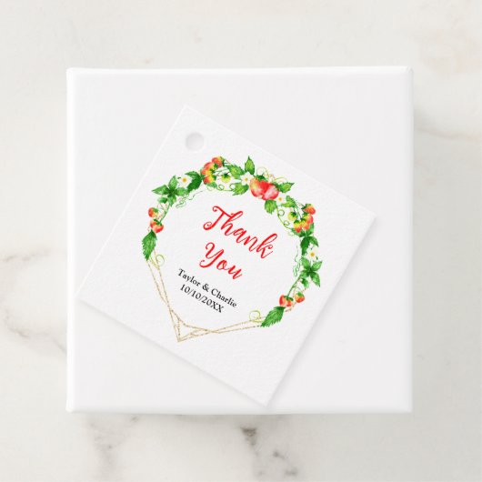 Aardbeien en Daisies Bruiloft Dank U Bedankjes Labels (In situ)