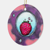 Aardbeien en diamanten keramisch ornament (Links)