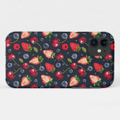 Aardbeien en kersen op een donkere achtergrond Case-Mate iPhone case (Achterkant (horizontaal))