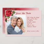 Aardbeien en rode rozen Foto opslaan datum Save The Date (Voorkant / Achterkant)