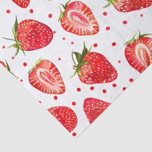 Aardbeien en stippen patroon tissuepapier (Detail)