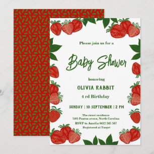 Aardbeien en vruchten, vers Baby shower Girl Kaart