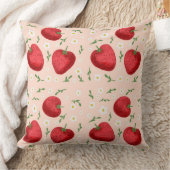 Aardbeien en witte bloemen kussen (Deken)