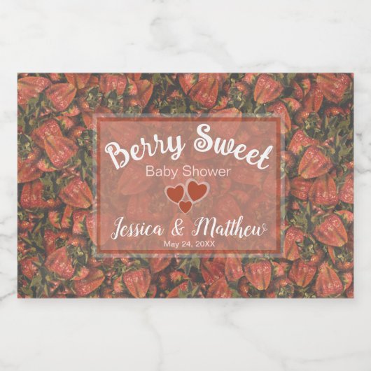 Aardbeien Flessenetiketten Sparkling Wijnetiket (Enkel label)