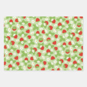 aardbeien Floral Red Green Pattern Inpakpapier Vel (Voorkant 2)