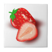 Aardbeien Fruit Afbeelding Sjabloon Wit Tegeltje (Voorkant)