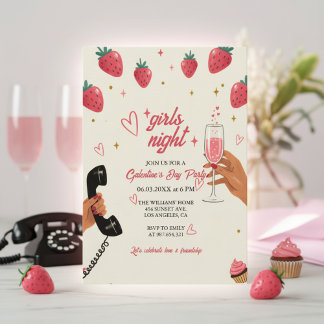 Aardbeien Galentine's Meidenavondfeest Kaart