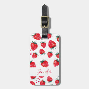 Aardbeien gepersonaliseerd bagagelabel