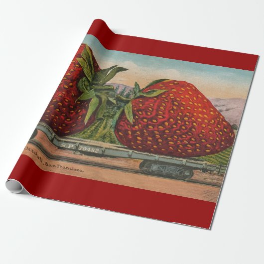 Aardbeien Giant Antiek Fruit Cadeaupapier (Uitgerold)