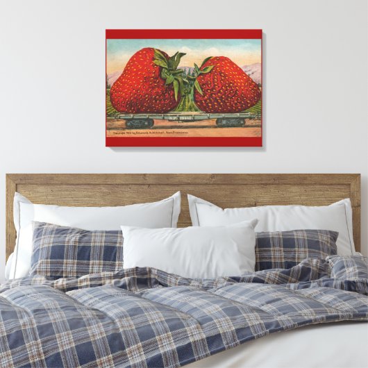 Aardbeien Giant Antiek Fruit Canvas Afdruk (Insitu (Slaapkamer))