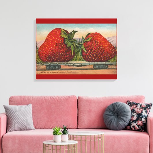 Aardbeien Giant Antiek Fruit Canvas Afdruk (Insitu (Woonkamer))