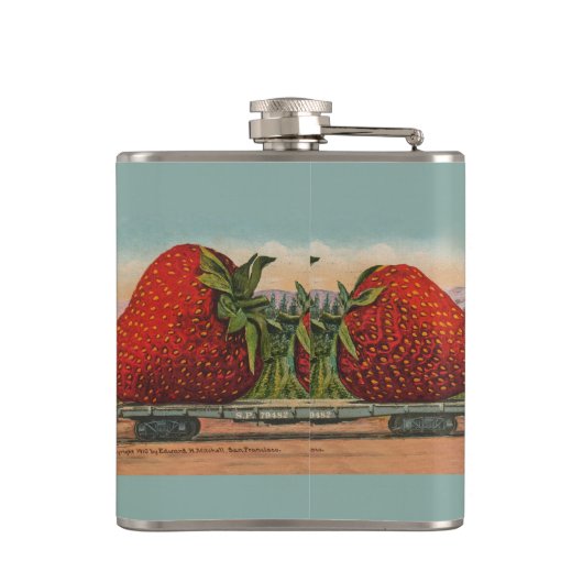 Aardbeien Giant Antiek Fruit Heupfles (Achterkant)