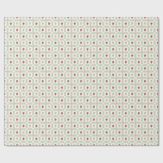 Aardbeien Gingham Pastelgroene 1e Verjaardag Cadeaupapier
