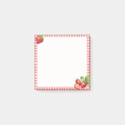 Aardbeien Gingham Post-it® Notities Notes (Voorkant)
