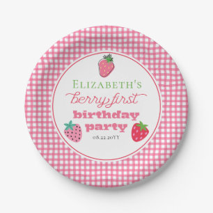 Aardbeien Girl's Berry First Birthday Party Papieren Bordje
