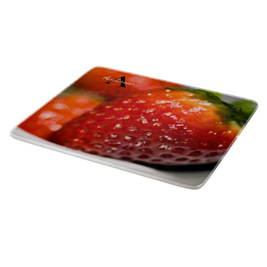 Aardbeien glas hakplank snijplank (Hoek)