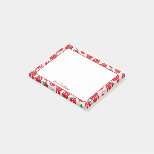 Aardbeien harten bessen zoete aangepaste naam post-it® notes (Schuin)