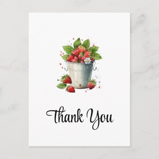 Aardbeien in een emmer Dank u Briefkaart (Voorkant)