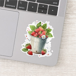 Aardbeien in een emmer sticker