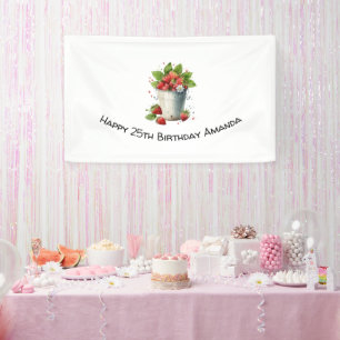 Aardbeien in een emmer Verjaardag Spandoek