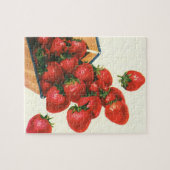  aardbeien in mandje, fruitbessen legpuzzel (Horizontaal)