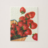  aardbeien in mandje, fruitbessen legpuzzel (Verticaal)